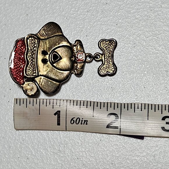 Vintage Santa Dog Brooch Dangle Bone Statement Christmas Fashion Jewelry Women - Picture 5 of 5